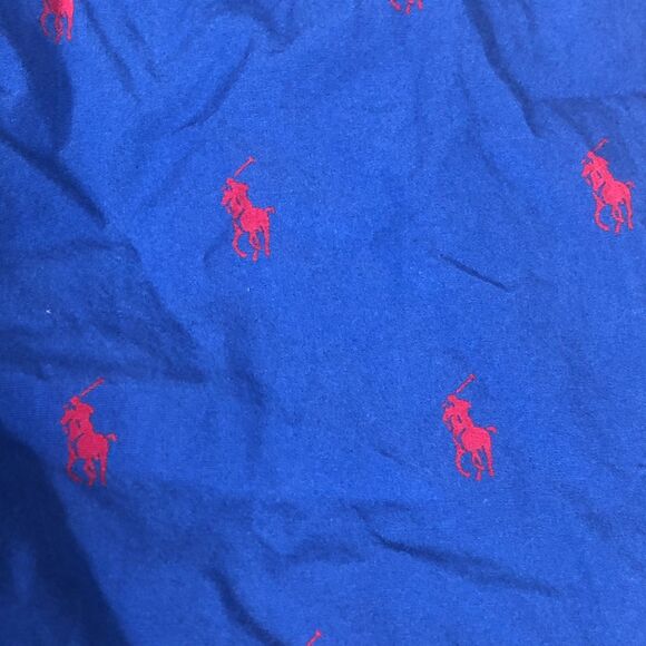 Polo Ralph Lauren Sleep Shorts Mens M Blue All Over Pony 100% Cotton 8" Inseam - Picture 4 of 6